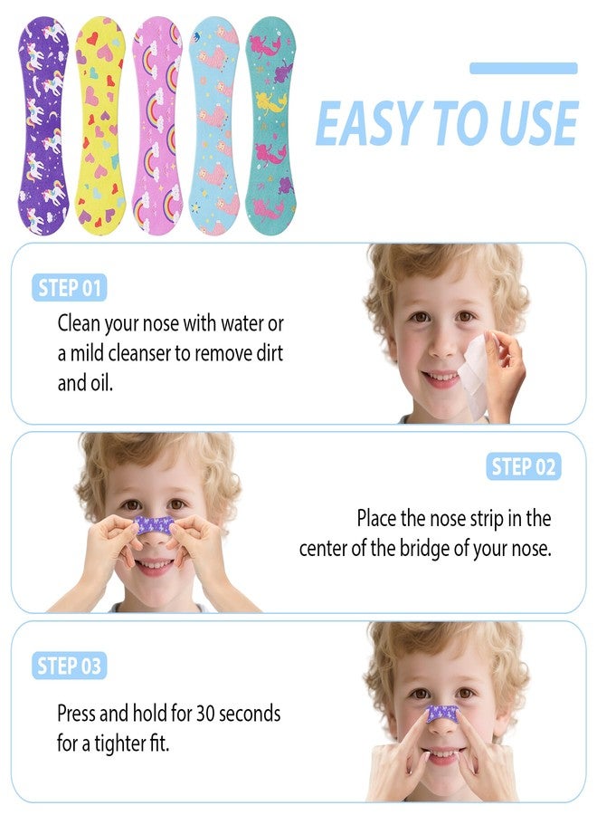 Kuabiz 30 Pcs Kids Nasal Strips Kids Nose Strips 1.73 x 0.55'' Small Size Colorful Kid Breathing Strip Breathe Snoring Sleep Clips Kid Nose Tape Patch for Stop Snoring Children - Image 5